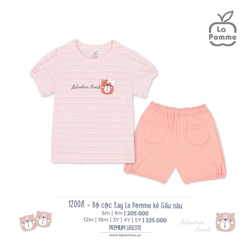 La Pomme Bộ cộc tay La pomme kẻ gấu nâu SS2022