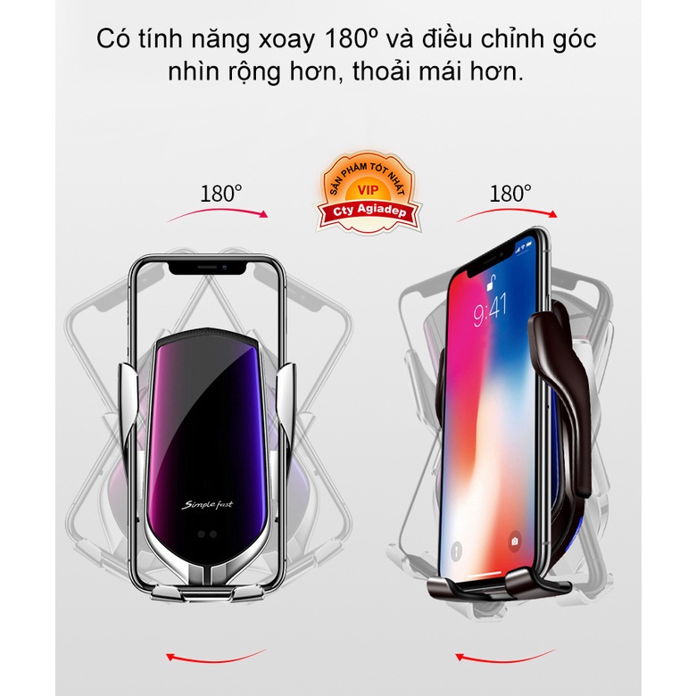 Sạc điện thoại không dây tự động trên oto xe hơi R2