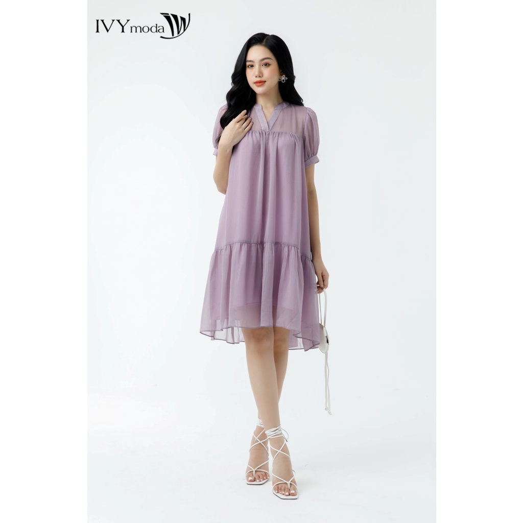 Đầm lụa 2 lớp cổ V IVY moda MS 48B9206
