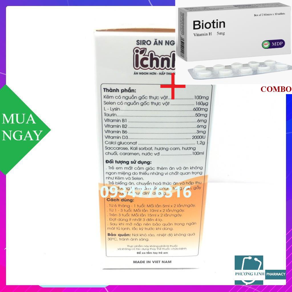 Combo Biotin 5mg+ siro ăn ngon ích nhi 100ml