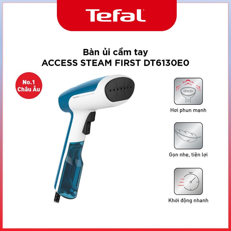 Bàn ủi cầm tay Tefal DT6130E0 - Công suất 1300W - Phun hơi 20g/phút - Chức năng chống cặn - Hàng chính hãng