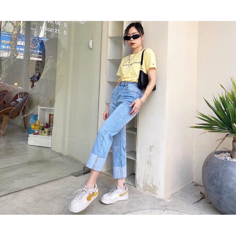Quần jeans ống đứng lật lai cực chất