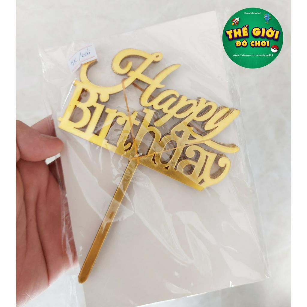 Que trụ Happy Birthday cắm Mica bánh kem, trang tri sinh nhật, topper bánh kem