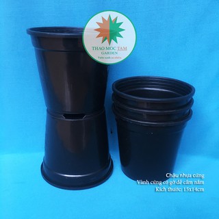 05c Chậu nhựa cứng 15x14cm (Đen bóng) – Chậu nhựa tròn, dày thích hợp trồng cây hoa, cây kiểng nhỏ, ươm trồng cây.