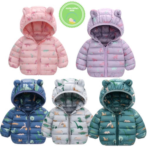 Áo khoác trẻ em, áo phao cho bé trai bé gái chất liệu lông cừu, mũ tai gấu dễ thương Xuân Cường Kids size từ 8-20kg