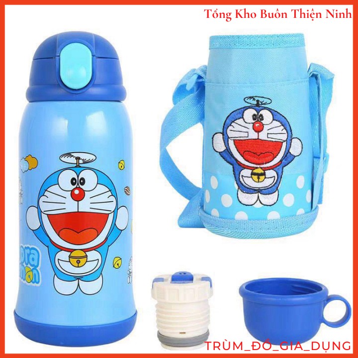 Bình giữ nhiệt cho bé kèm ống hút và túi đeo 600ml