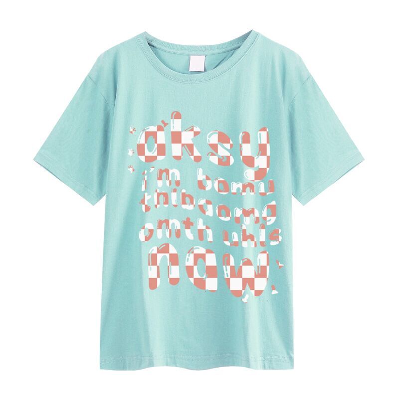 Áo thun nữ Xiaozhainv tay ngắn cổ tròn in hình đơn giản thời trang Hàn Quốc