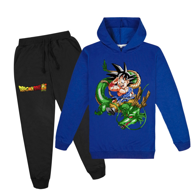 Áo Hoodies Có Nón Dài Tay + Quần Dài In Hình Dragon Ball Cho Bé