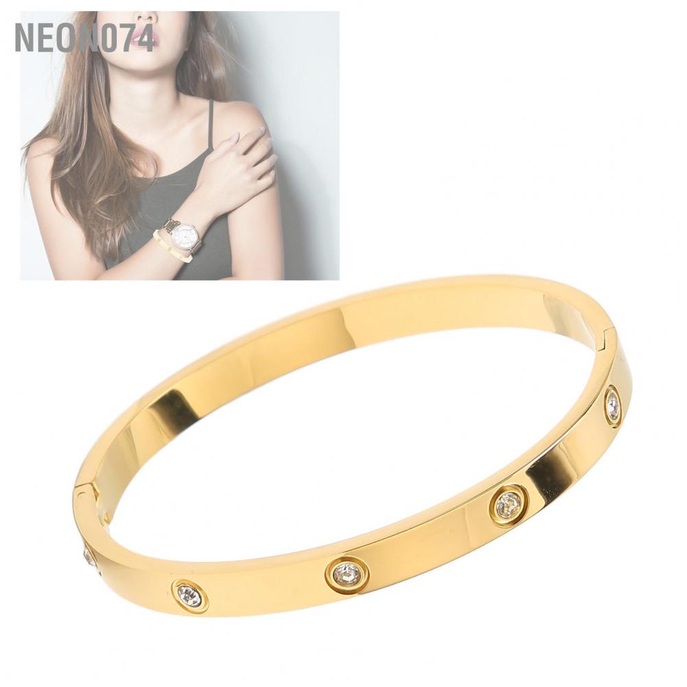Neon074 Neon074 Vòng đeo tay cổ điển thời trang Đơn giản cao cấp làm thủ công bằng vàng với đá thạch cho phụ nữ
