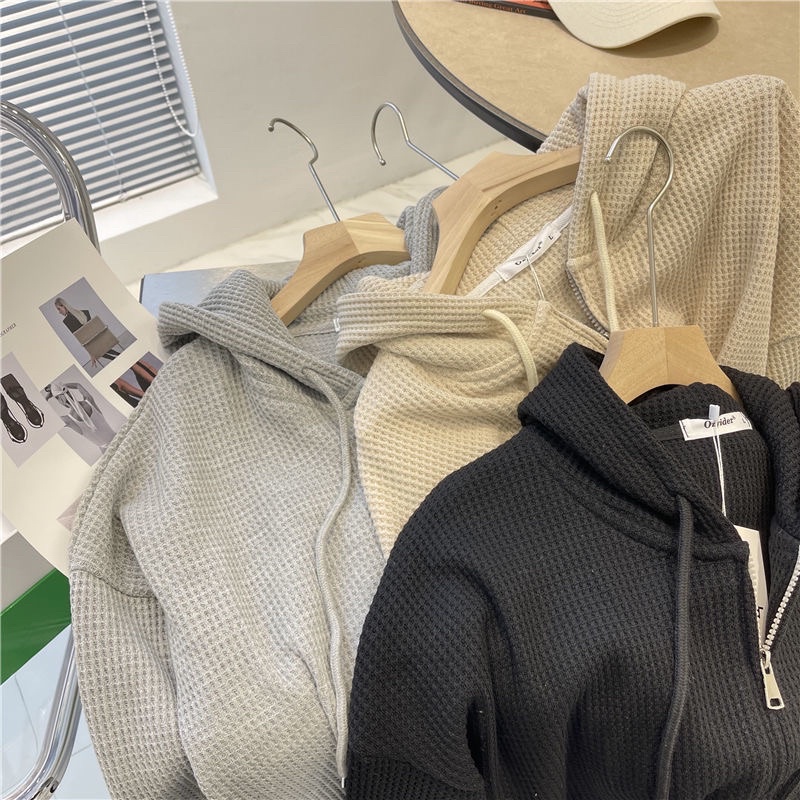Áo hoodie có khoá kéo tổ ong 3 màu nam nữ mặc 4 mùa, áo hoodie zip mặc đi nắng