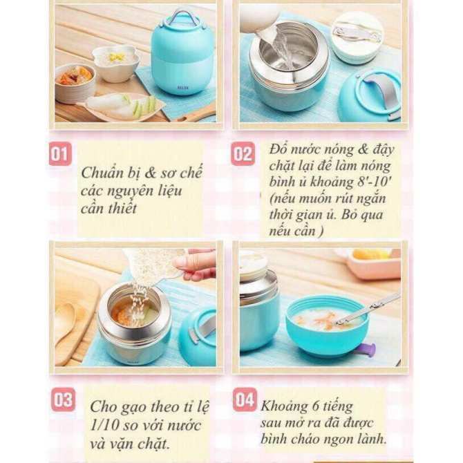 PVN44971 Bình Ủ Cháo,Thức Ăn Giữ Nhiệt RELEA Cao Cấp 700ML Ruột Inox 304 An Toàn Giá Rẻ