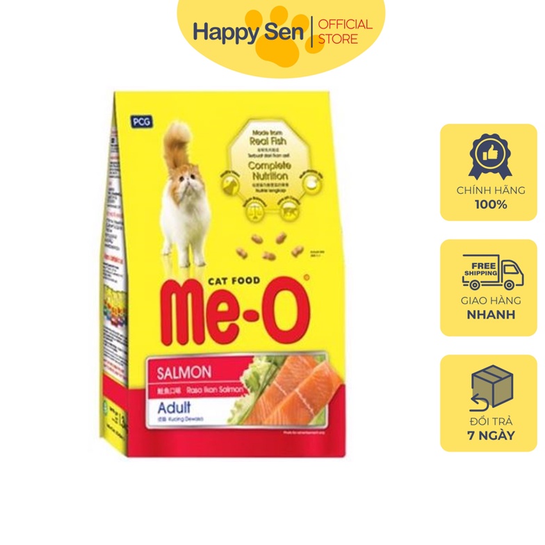 Thức ăn dạng hạt Me-O Salmon Flavour cho mèo trưởng thành - Vị cá hồi - Túi 1.1Kg - HAPPY SEN