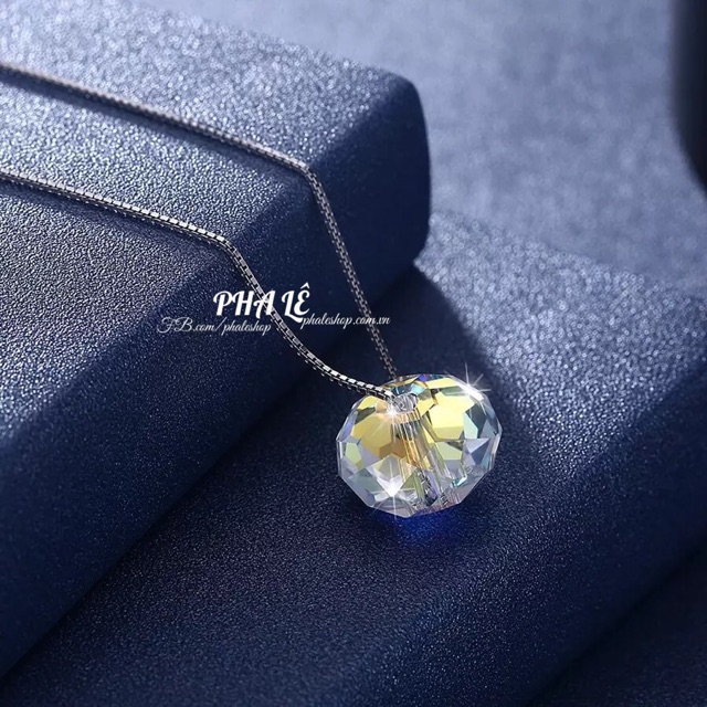 Dây Chuyền Bạc S925 Thiết Kế Với Pha Lê Swarovski Tròn Dẹp