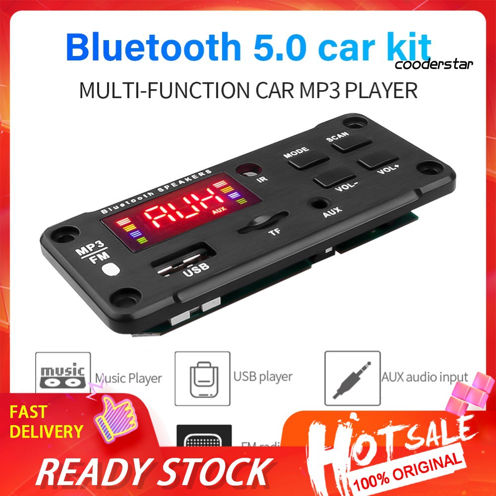 Mô Đun Giải Mã Âm Thanh Bluetooth 5.0 Mp3 Fm Radio Tf Usb Aux Cho Xe Hơi