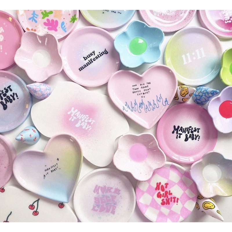 SET TRANG TRÍ KHAY THẠCH CAO // DIY PAINTING GYPSUM TRAY