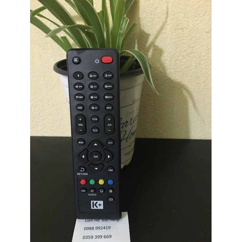 Điều khiển đầu thu K+ vuông-Tặng kèm pin- Remote đầu thu truyền hình đầu K+ loại vuông