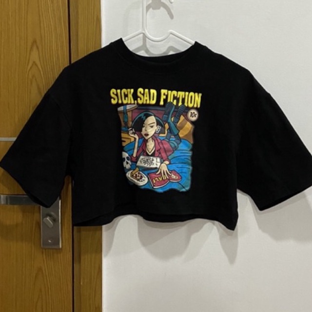 (PASS) áo croptop 90vibes đen