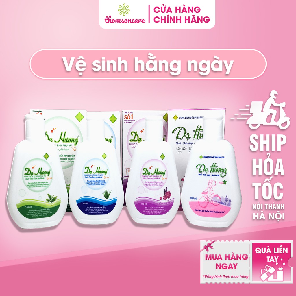 Dung dịch vệ sinh phụ nữ Dạ Hương chai 100ml mẫu mới làm sạch, khử mùi, dưỡng da, chống khô rát thành phần dược liệu