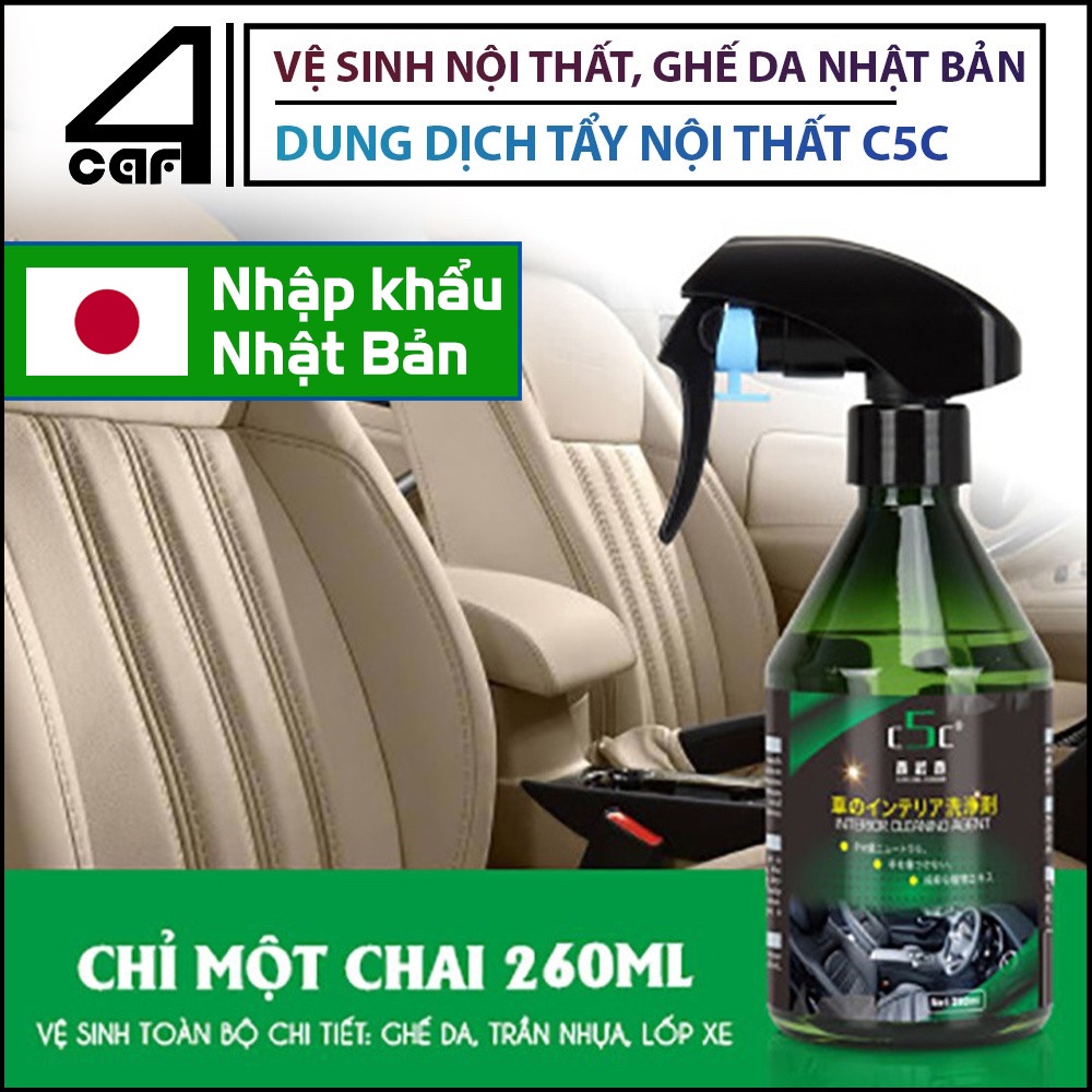 Chai vệ sinh nội thất ô tô C5C, Chai Xịt tẩy nội thất ô tô c5c - Làm mới nội thất ô tô, làm sạch ghế da, tẩy rửa taplo