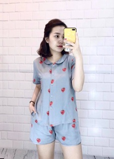 Bộ pijama đùi dâu tây