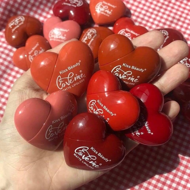 Son kem tint trái tim Kiss Beauty lâu trôi lên màu đẹp thiết kế dễ thương hule