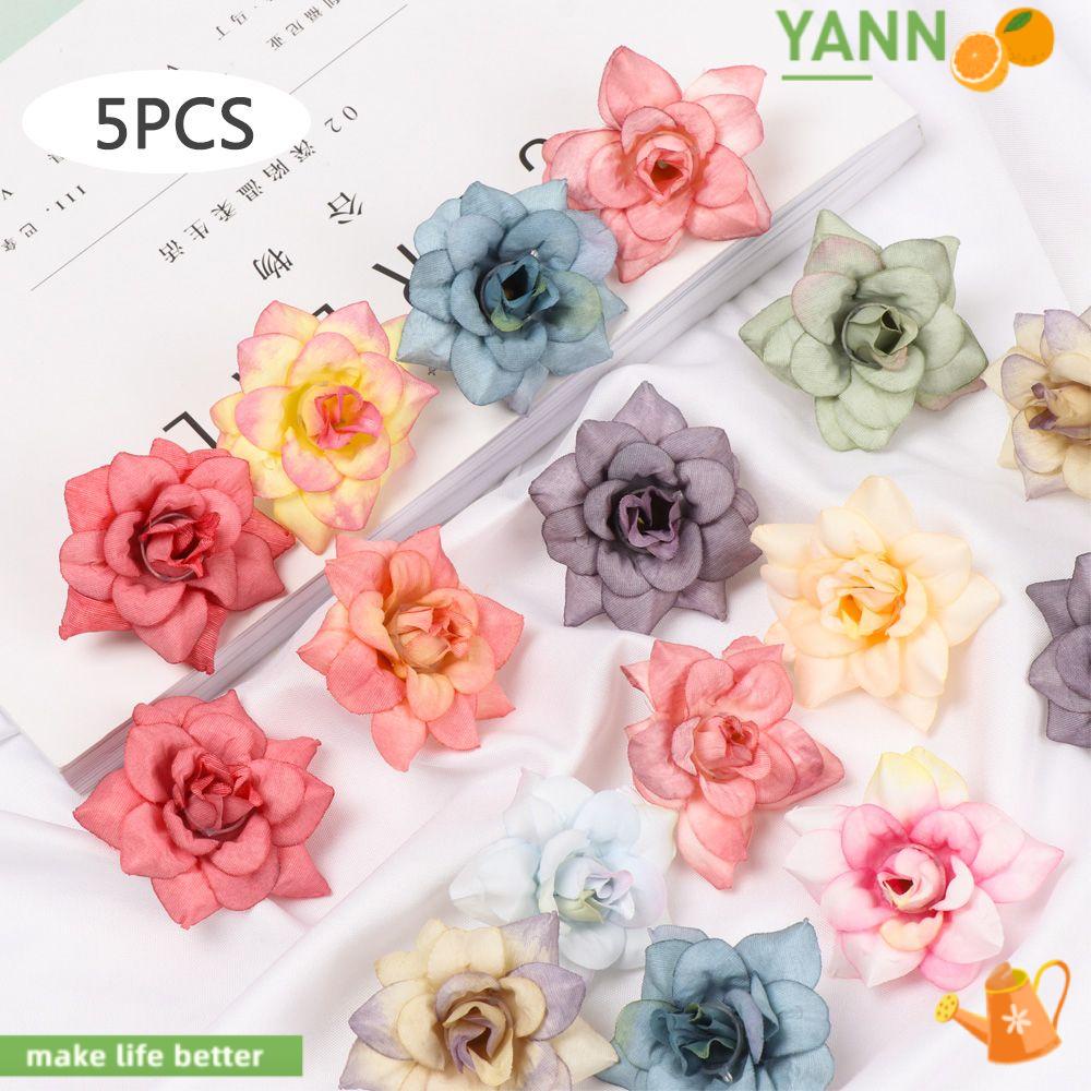 Bộ 5 Bông Hoa Hồng Nhân Tạo Nhiều Màu Trang Trí Nhà/Sổ Tay/Đám Cưới DIY