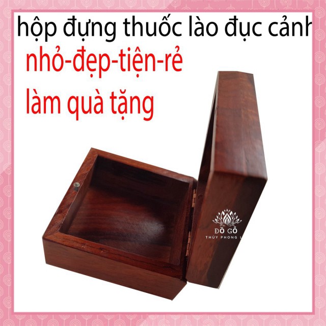 Hộp đựng thuốc lào bằng gỗ Hộp đựng thuốc lào gỗ-đục hoa văn