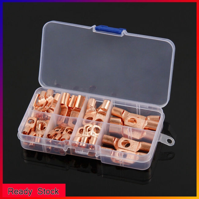 60X Assorted Car Auto Copper Ring Lug Terminal Wire Bare Cable Crimp Connectors