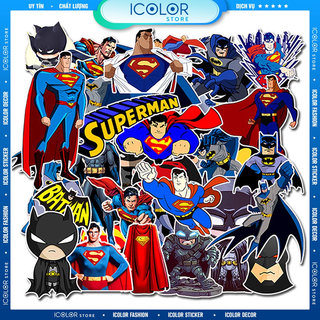 Hình dán Siêu nhân Batman chống nước, dán mũ bảo hiểm, vali, laptop 092