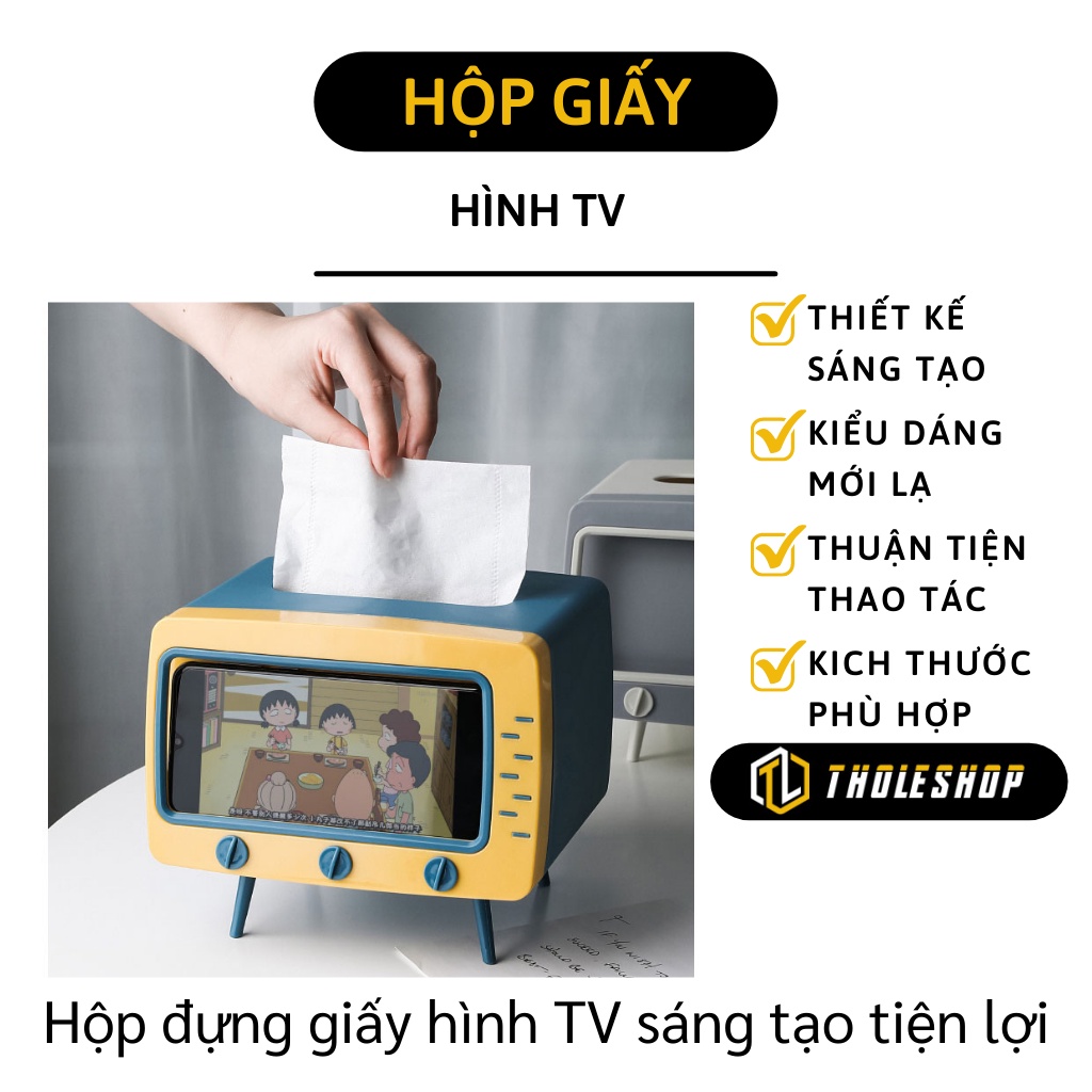 Hộp Đựng Khăn Giấy - Hộp Đựng Giấy Ăn Tivi, Kệ Để Điện Thoại 2in1 Thời Thượng 9994