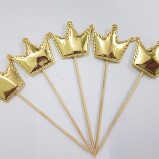 Set 5 que vương miện da bạc trang trí bánh