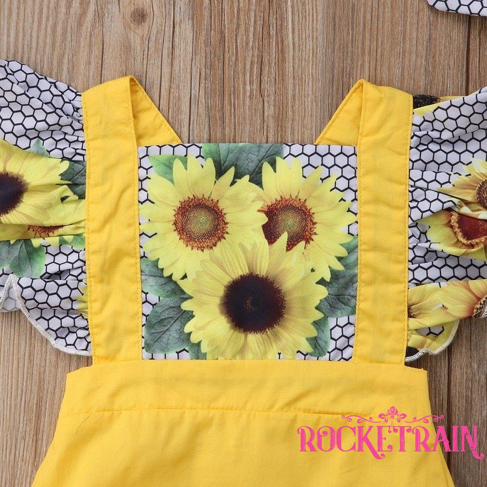 Set jumpsuit sát nách họa tiết hoa + băng đô cài tóc xinh xắn dành cho bé gái