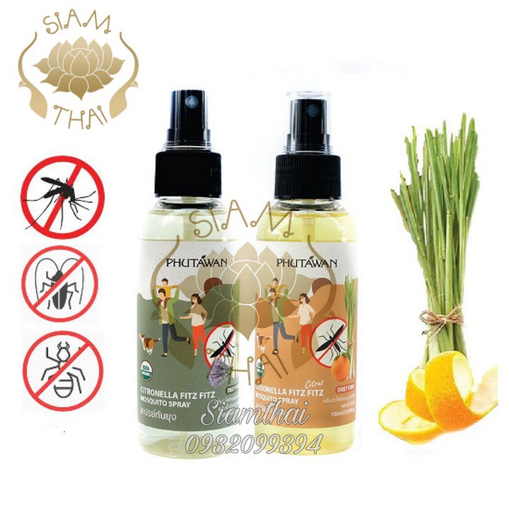 Tinh dầu xịt chống muỗi, côn trùng Citronella PHUTAWAN 100mL