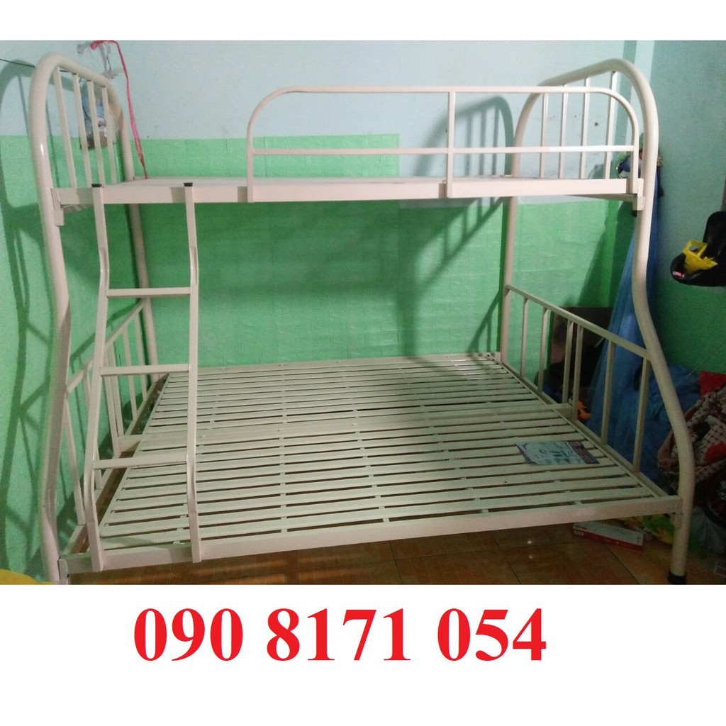 Giường tầng hình ảnh thực tế trên 1m4 dưới 1m6 sắt dày dặn