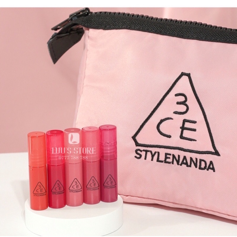 Set Son 3CE Syrup Layering Tint Mini Kèm Túi