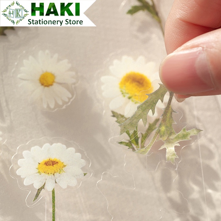 Sticker cute hoa lá dễ thương HAKI, hình dán sticker cute trang trí sổ đáng yêu giá rẻ ST32