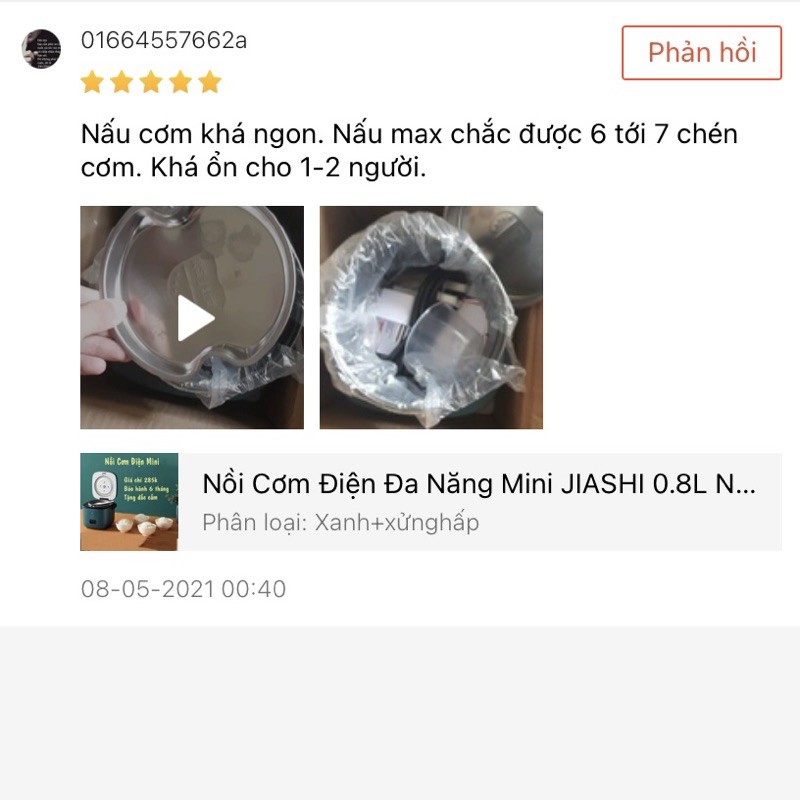 Nồi Cơm Điện Đa Năng Mini JIASHI 0.8L Dùng Cho 1-2 Người Hàng Nội Địa Trung Cao Cấp, Tiện Íời