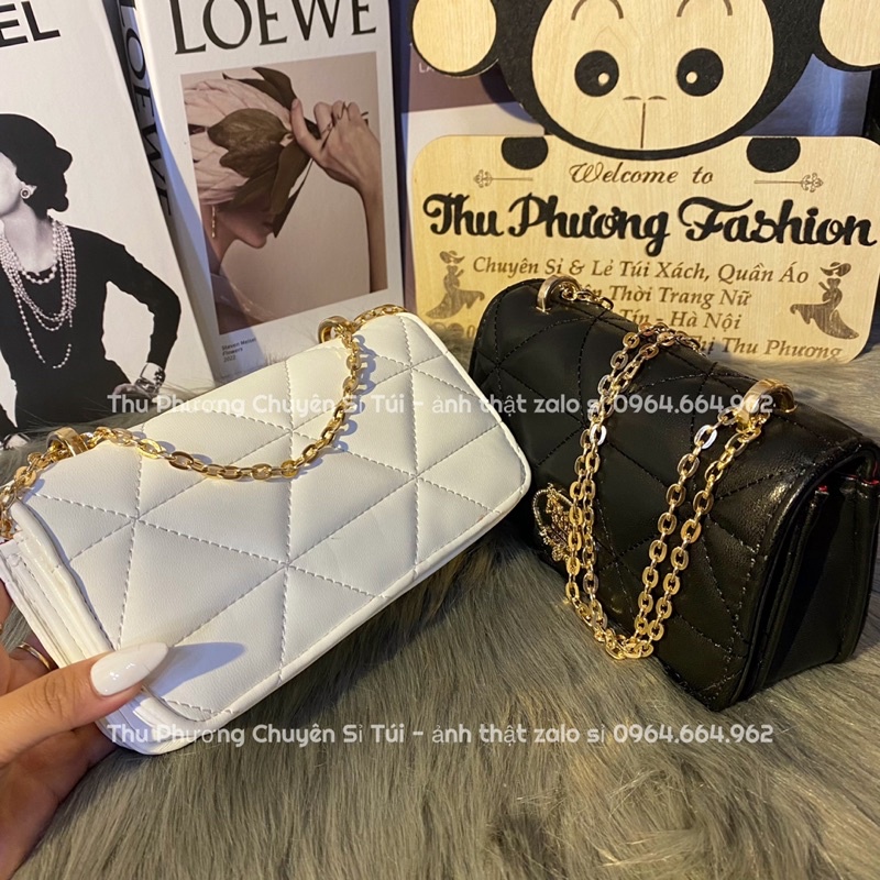 Túi đeo chéo, kẹp nách, đeo vai logo Pra.da trần ô to lót đỏ hàng chuẩn đẹp (ảnh thật shop chụp kèm video)