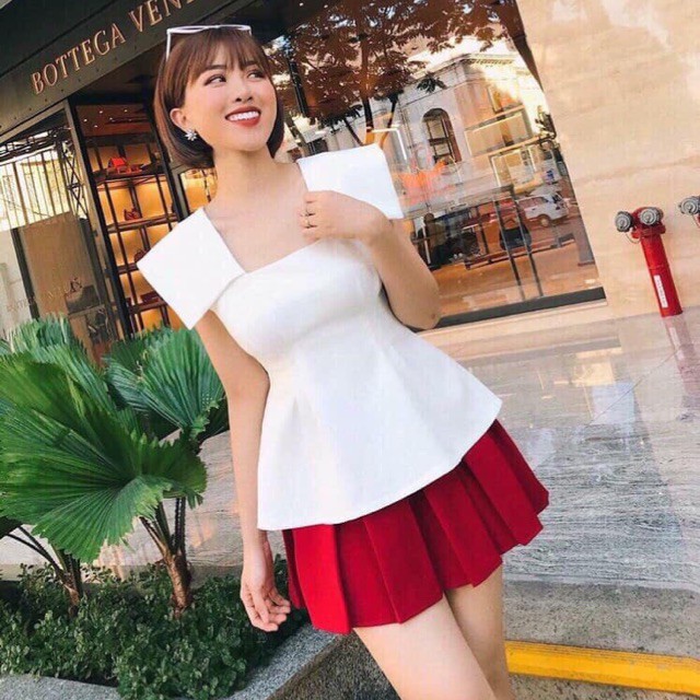 Áo kiểu cổ vuông xếp phen eo  - ABEO123