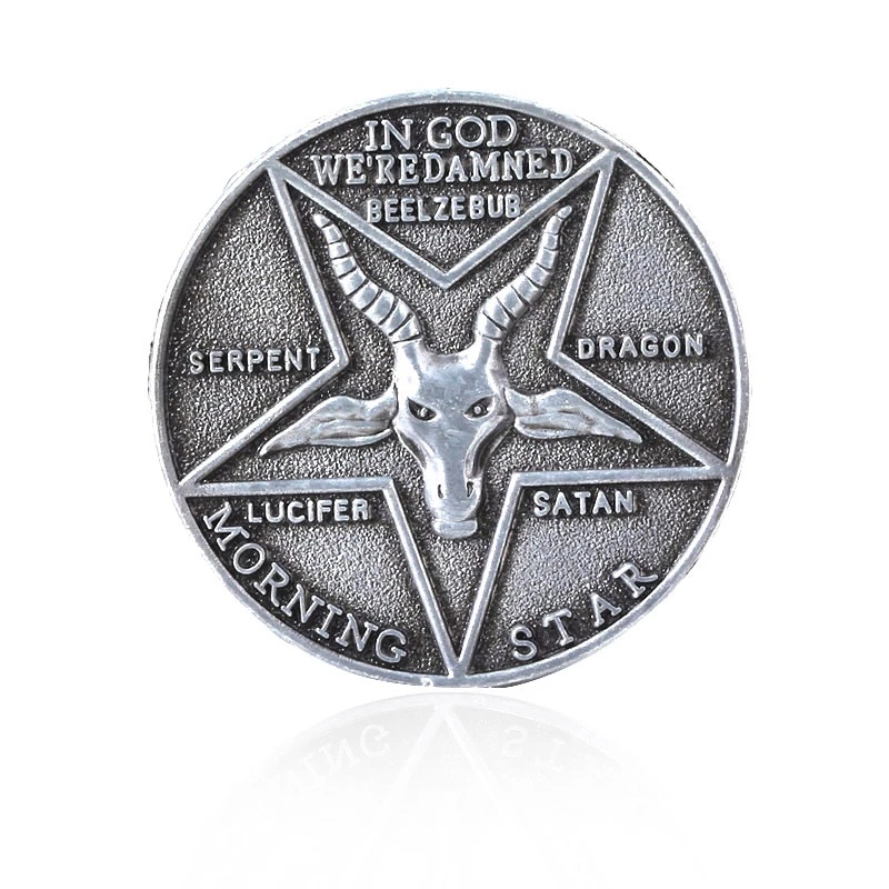 Đồng xu kỷ niệm bằng kim loại in hình nhân vật Lucifer Morningstar Satanic độc đáo