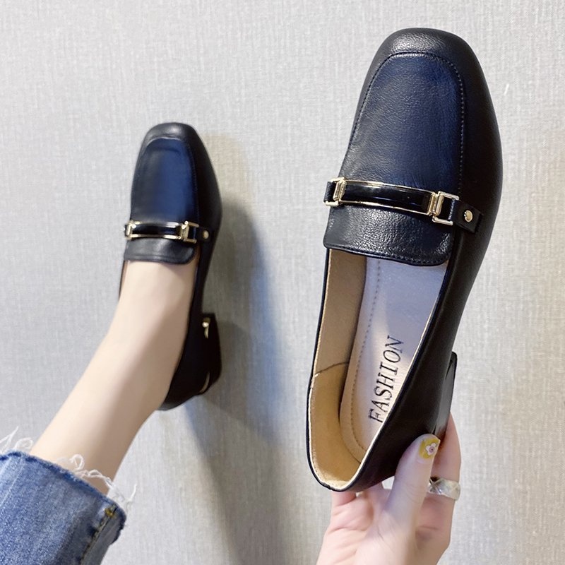 Giày Lười Da Mũi Vuông Thời Trang Cho Nữ