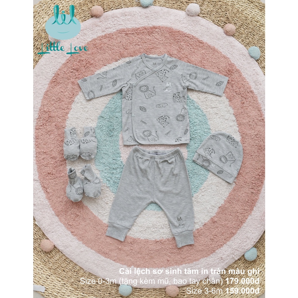 [CHÍNH HÃNG] Bộ sơ sinh cài lệch vải tăm Little Love
