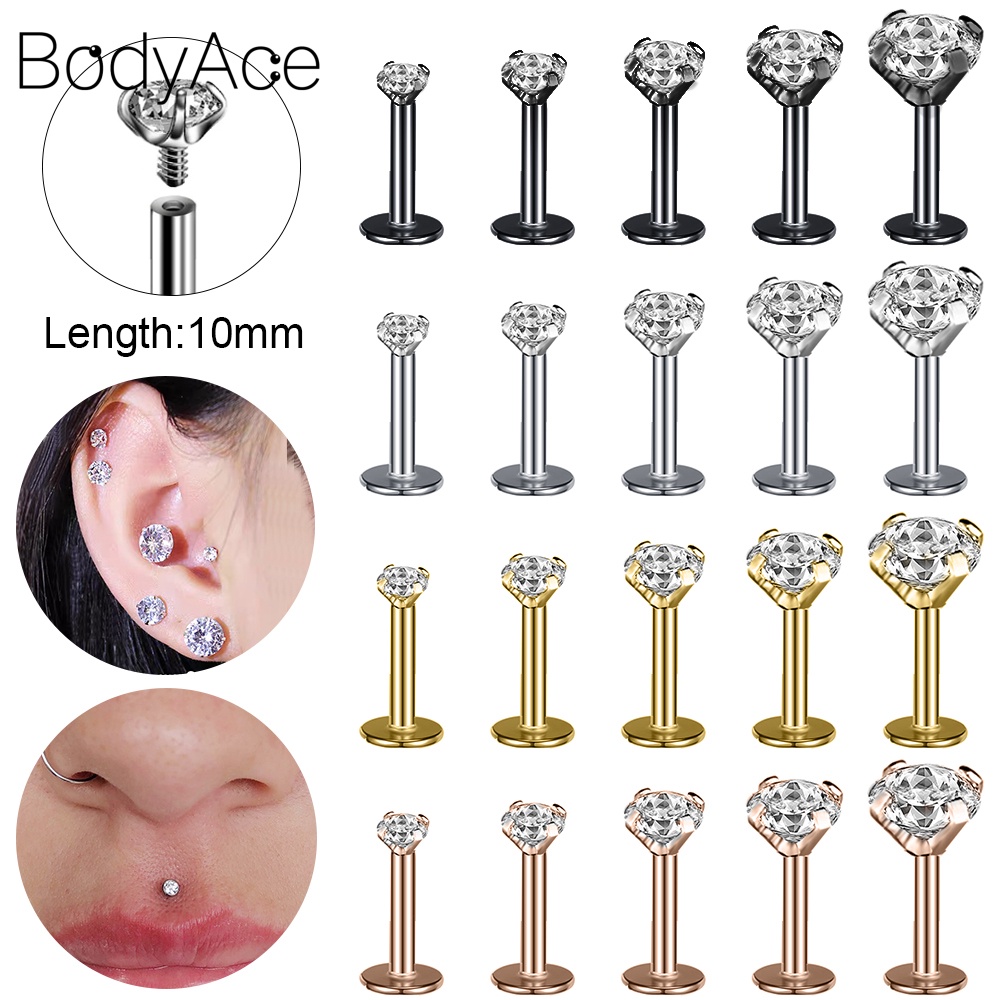 1 Khuyên Xỏ Cơ Thể Chất Liệu Thép Không Gỉ 18G / 16G 10mm 2-6mm