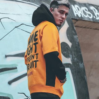 Áo hoodie phối cam đen