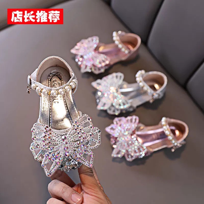 Sandal cho bé gái-dép bé gái nơ cánh bướm lấp lánh F768