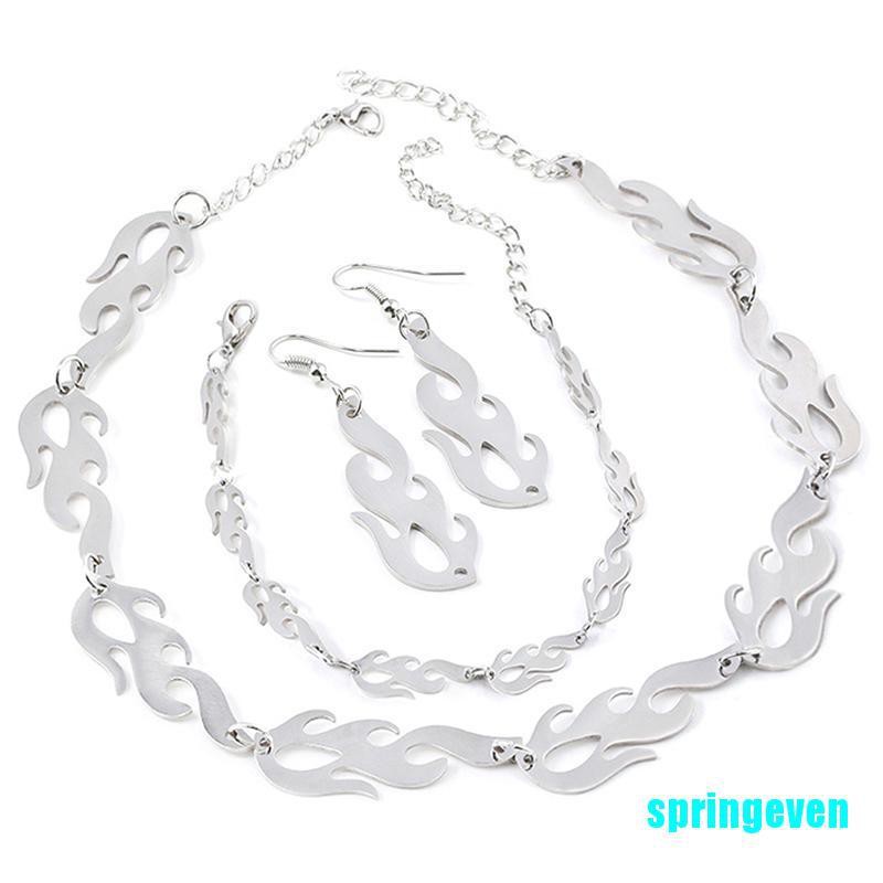 Set Nữ Trang Kim Loại Hình Ngọn Lửa Phong Cách Hip Hop Thời Trang