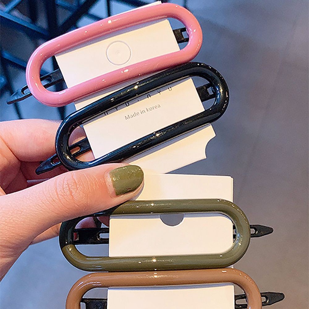 Kẹp Tóc Mỏ Vịt Hình Oval Bằng Nhựa Resin Màu Kẹo Ngọt Ngào Dễ Thương Cho Nữ