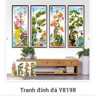 Tranh đính đá tứ quý tùng cúc trúc mai y8198  (125*80).lv368 (121x75) cm