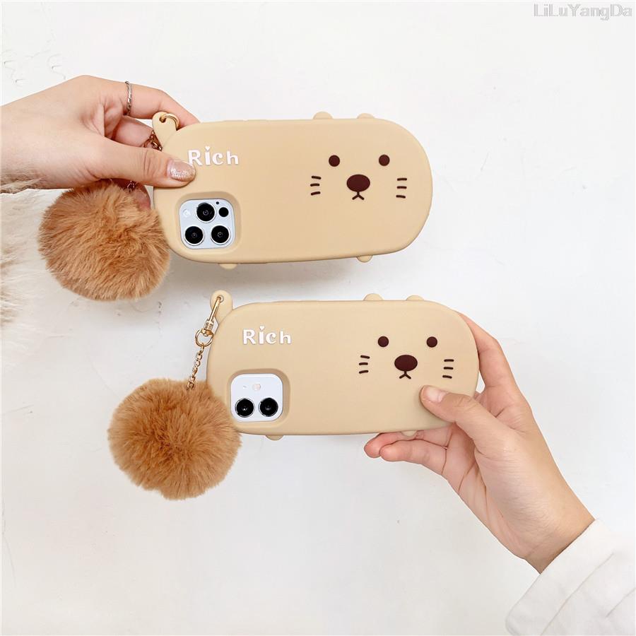 Ốp điện thoại silicon mềm hình mèo hoạt hình có dây đeo cho iPhone 6 6s 7 8 Plus X XR XS 11 12 13 Pro Max SE 2020