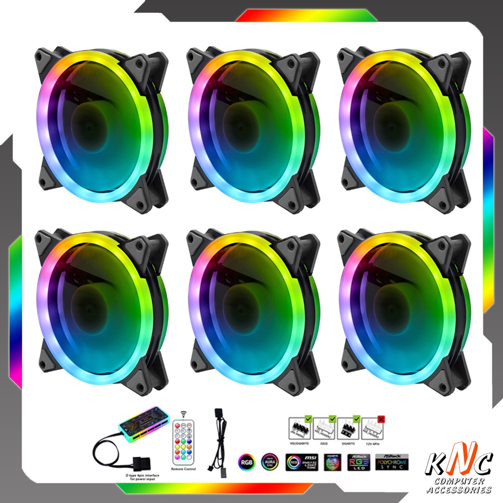 Bộ Quạt Tản Nhiệt Fan Led RGB V2 Dual Ring Chuẩn 6Pin Đồng Bộ Mainboard - Hub Quạt Coolmoon Tomato Xigmatek